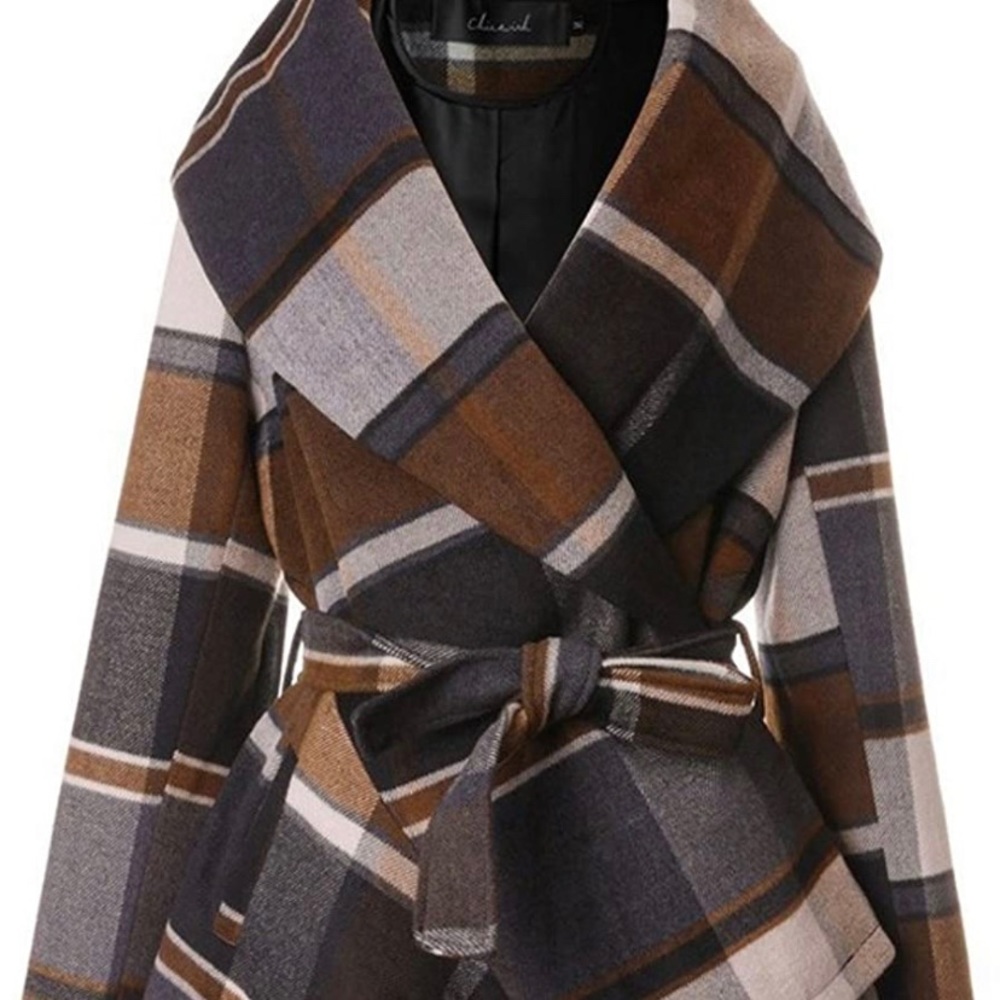 Chicwish wool plaid brown coat